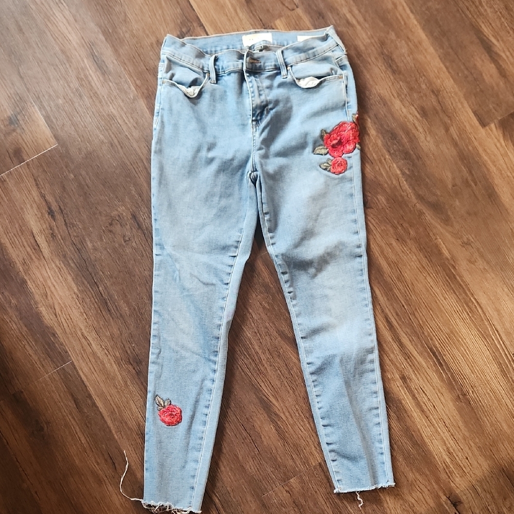 PacSun Blue Skinny Jeans with Red Accents